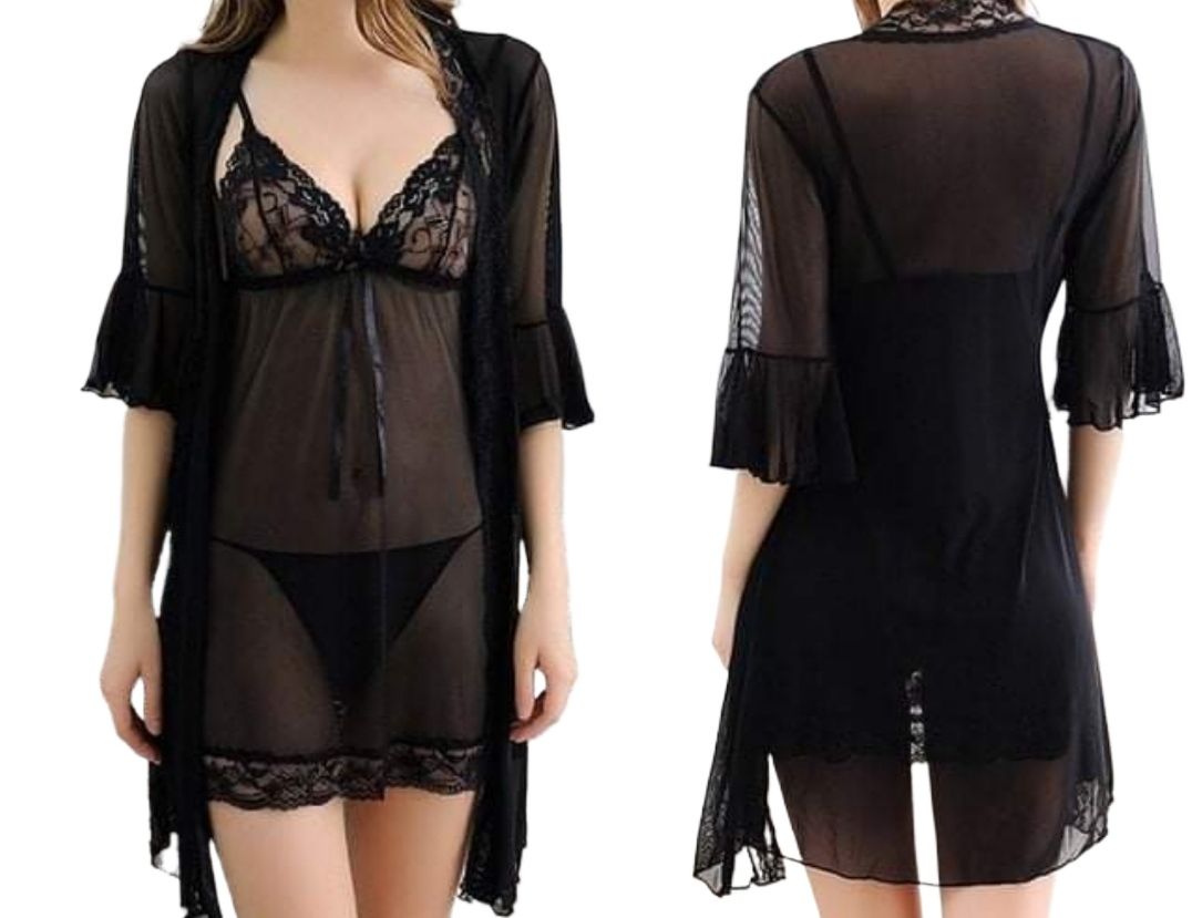 women's sleeping nightgown black