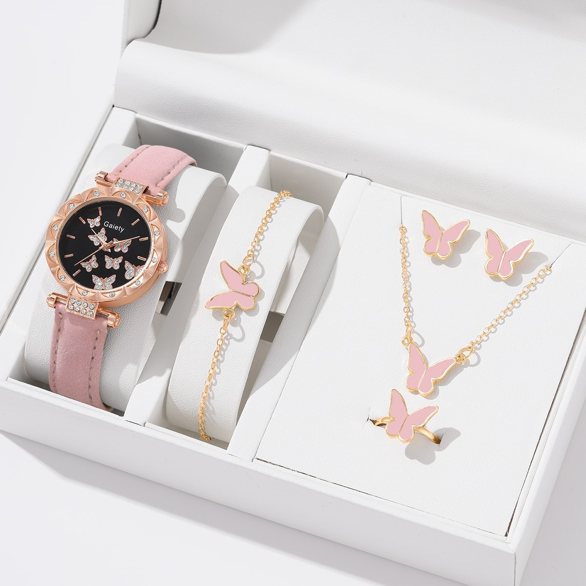 NEW mall Fashionable New design Cute 6pcs Butterfly Bracelet Set Watches 2024Luxury Women Watch For Girls Luxury Stylish Watch Daraz .bd