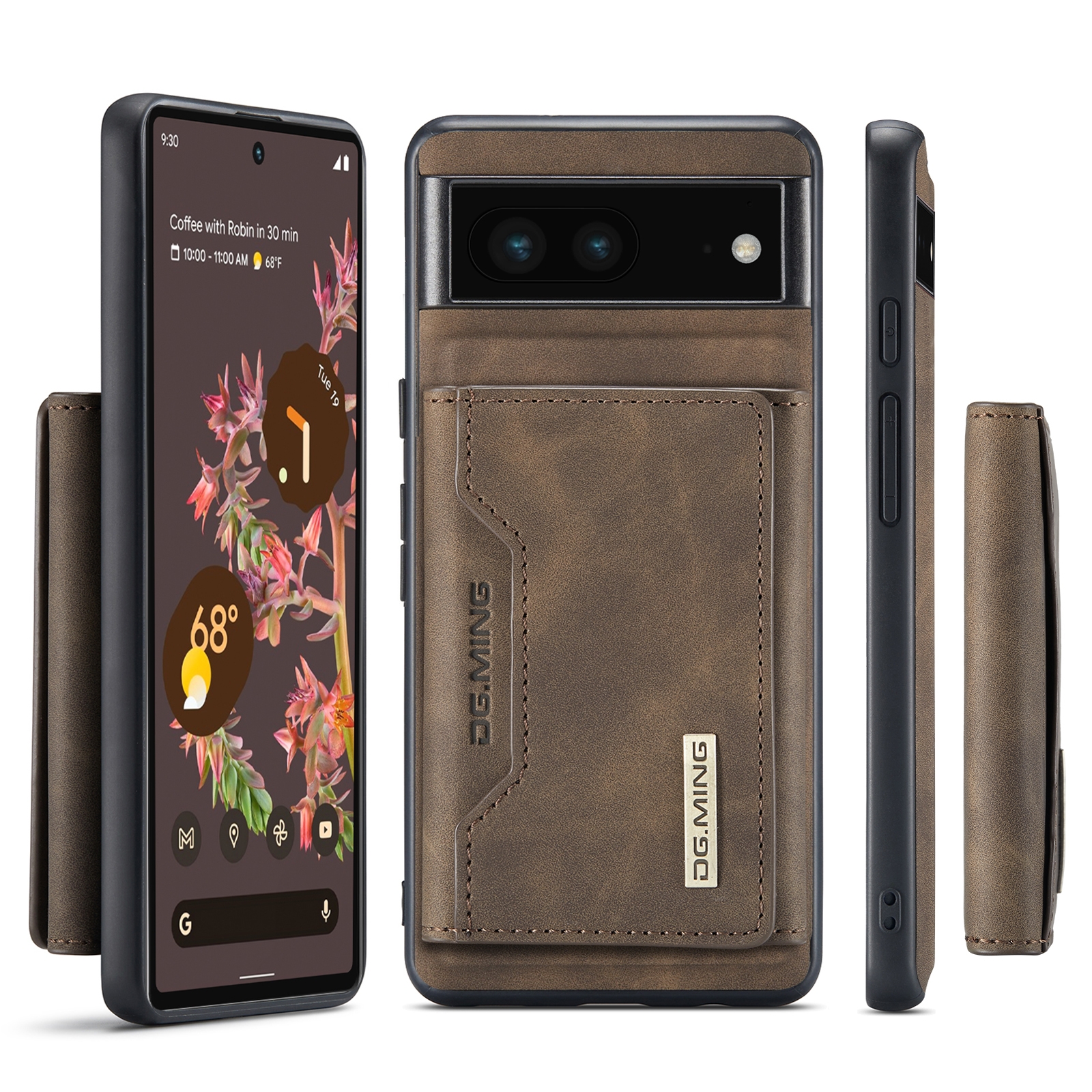 For Google Pixel 7 5G DG.MING M2 Series 3-Fold Multi Card Bag Phone Case. 