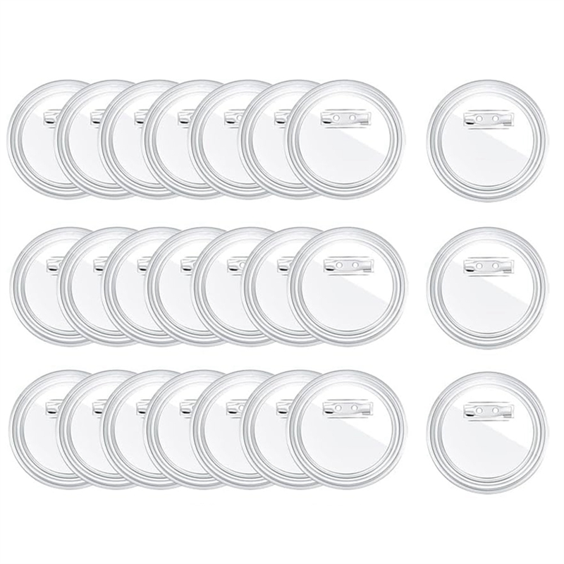 3 Inch Acrylic Button Pins Clear Plastic Button Badges Pin Craft Button with Pin Blank Pins Photo Buttons Pin, 25 Pack Easy to Use