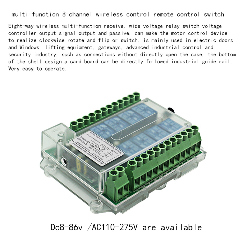 8 Channel DC 9-72V Remote Control Wireless Switch Remote Motor Control Switch (1 Set). 