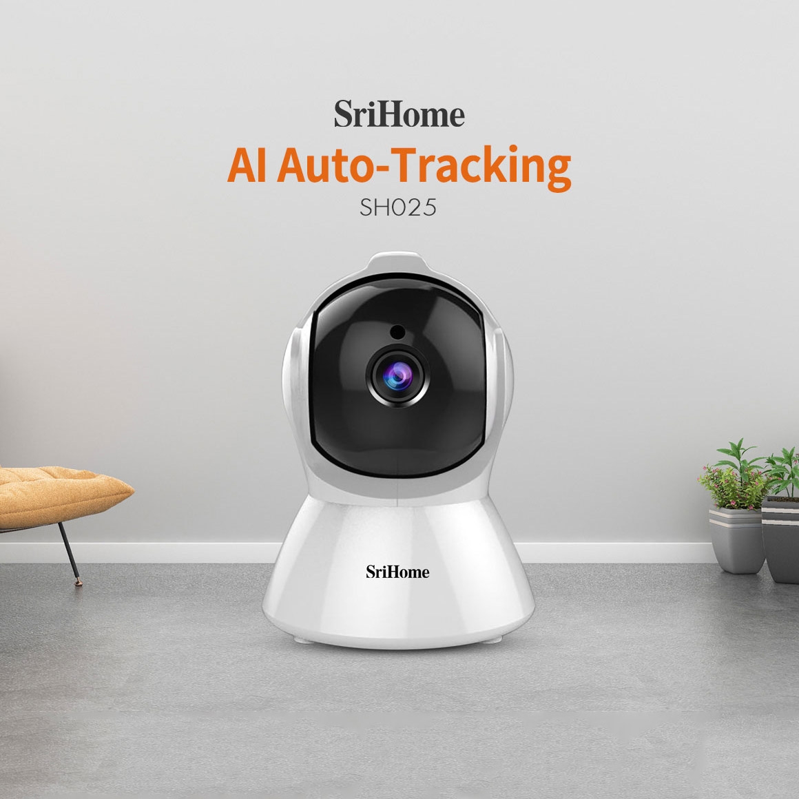 SriHome SH025 2.0 Million Pixels 1080P HD AI Auto-tracking IP Camera, Support Two Way Audio / Motion Tracking / Humanoid Detection / Night Vision / TF Card, AU Plug. 