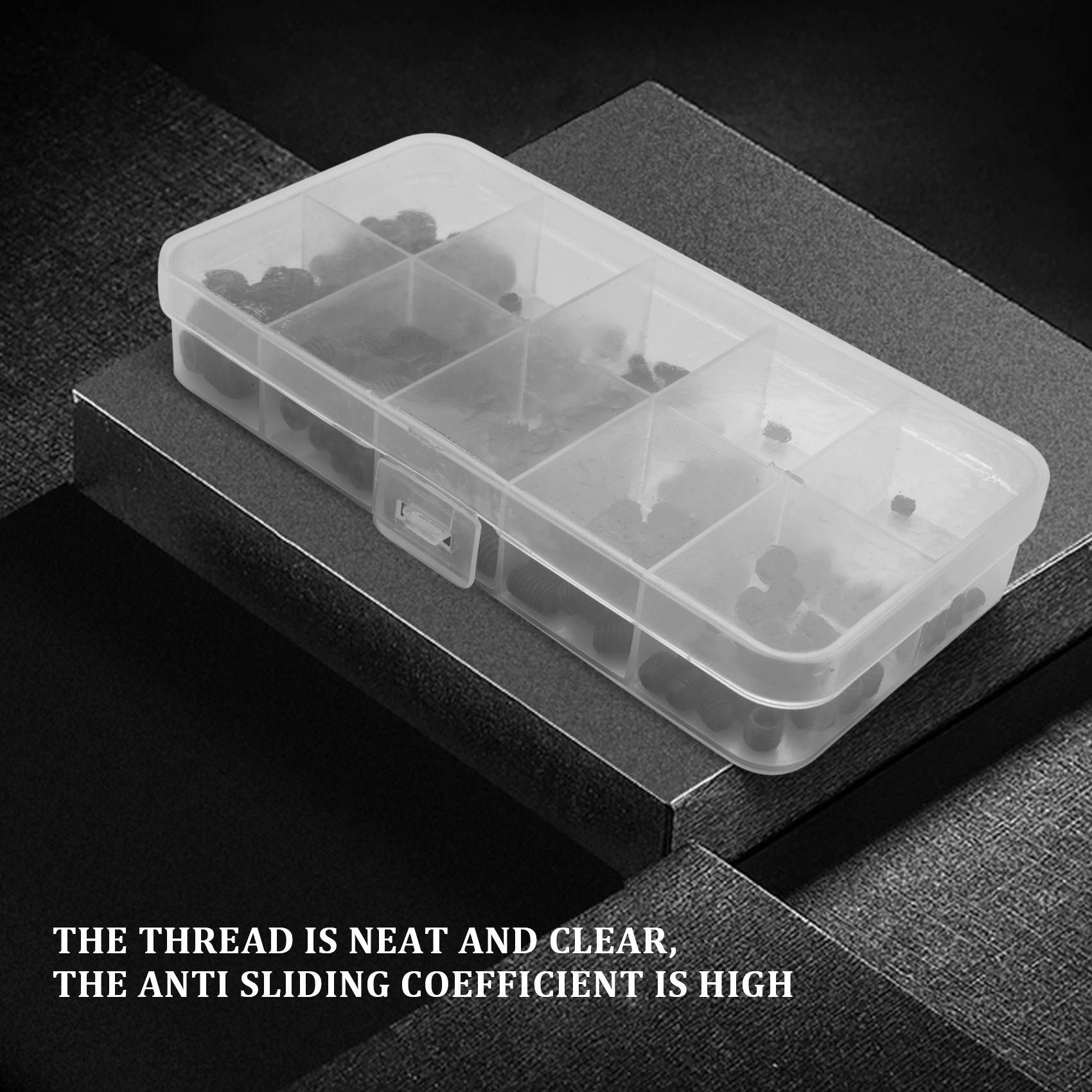 200PCS M3 M5 M6 M8 Hex Head Socket Hex Grub Screw Set Assortment Kit(Black Alloy Steel)