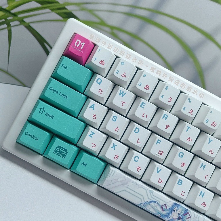 Applicable Hatsune Miku theme keycaps original PBT sublimation keycaps adapt to 61/64/68/84/87/98/1