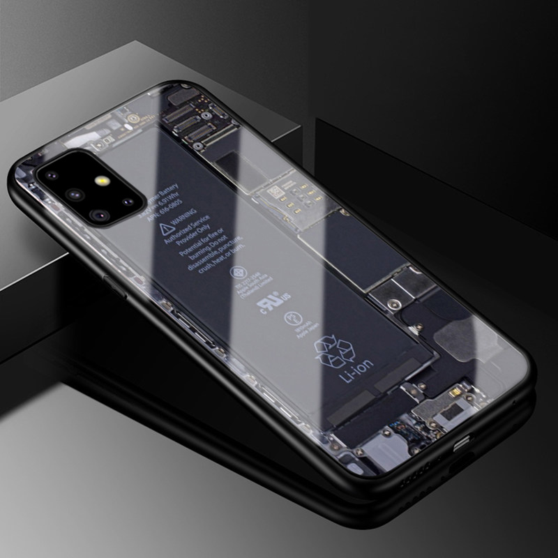For Samsung Galaxy A51 Back Cover Version Theme Case Tempered Glass Protection shockproof Cover for Samsung A51 case Transparent Circuit Board Design Full Coverage Phone cases. 