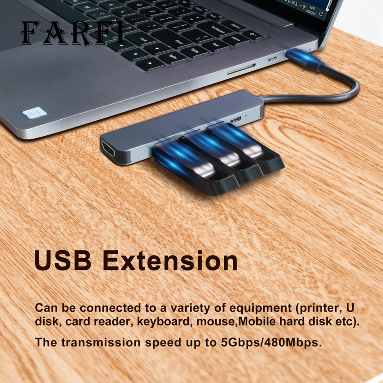 Farfi Hub Driver-free USB-C Hub Type-C to HDMI-compatible Adapter. 