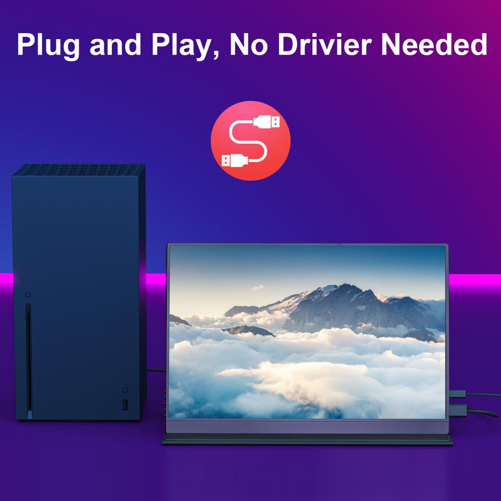 Second External Monitor 1200:1 Contrast Ratio Multi Port 2560x1600 Resolution Vivid Image Portable Gaming Monitor Black for PC. 