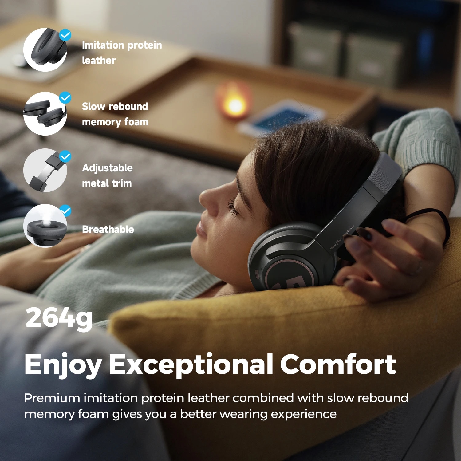 SoundPEATS Space Headphones Bluetooth 5.3 Hybrid Active Noise Cancelling Wireless Headphone,123H Play,Mic,Multipoint Connection. 