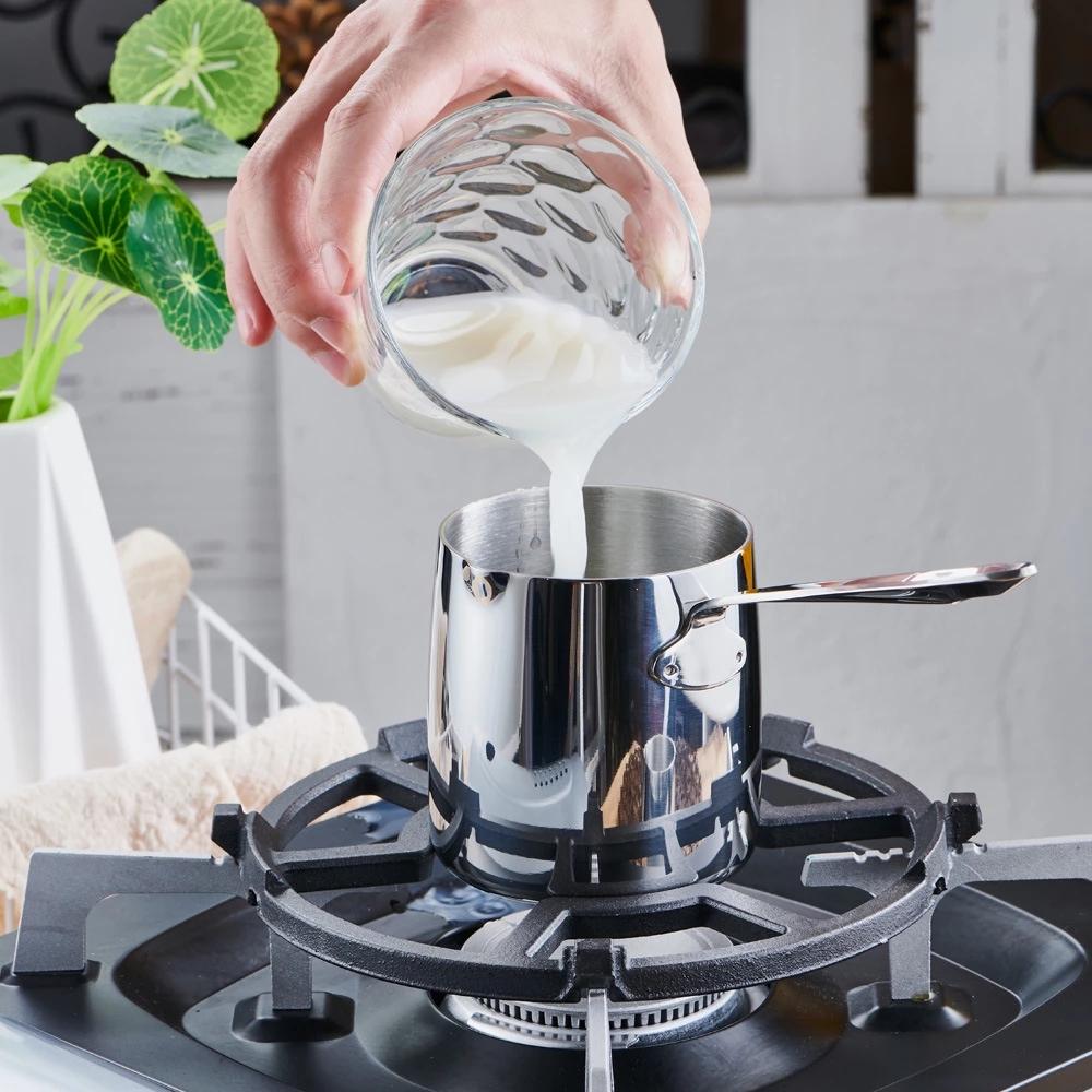 Stainless Steel Coffee Pot Milk Jug Melted Butter Cream Thickened 350ML Induction Cooker Available Long Handle Wax Melting Pot. 