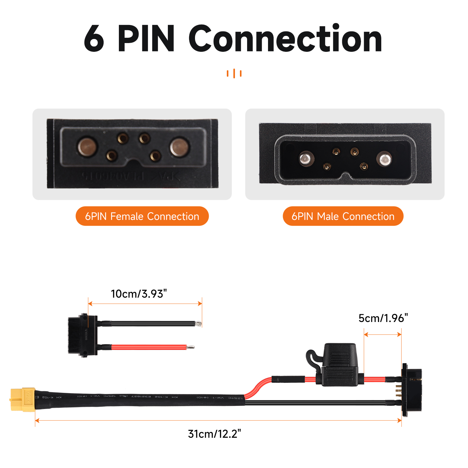 Hailong Battery Discharge Connector 5Pin 6Pin Male Female Connection E-Bike Battery Base Replacement Part 50A External Fuse. 