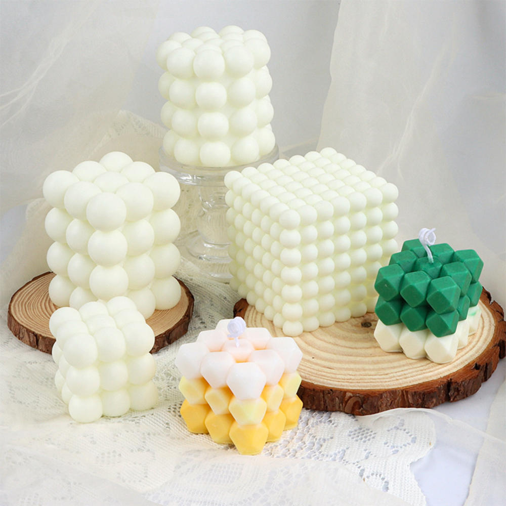 3D Bubble Rubik's Geometric Cube Diamond Shaped Silicone Candle Molds Poly-shaped DIY Soap Making Chocolate Plaster Epoxy Resin. 