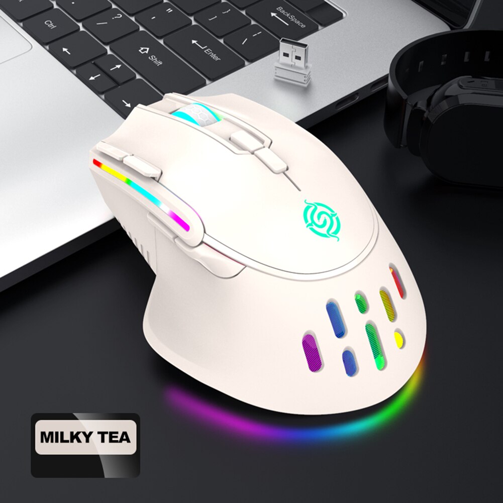 BM-520 2.4G Wireless Mouse 10 Buttons 3200 DPI Adjustable Mice for Computer PC Gaming 2.4G Wireless Rechargeable Mouse. 