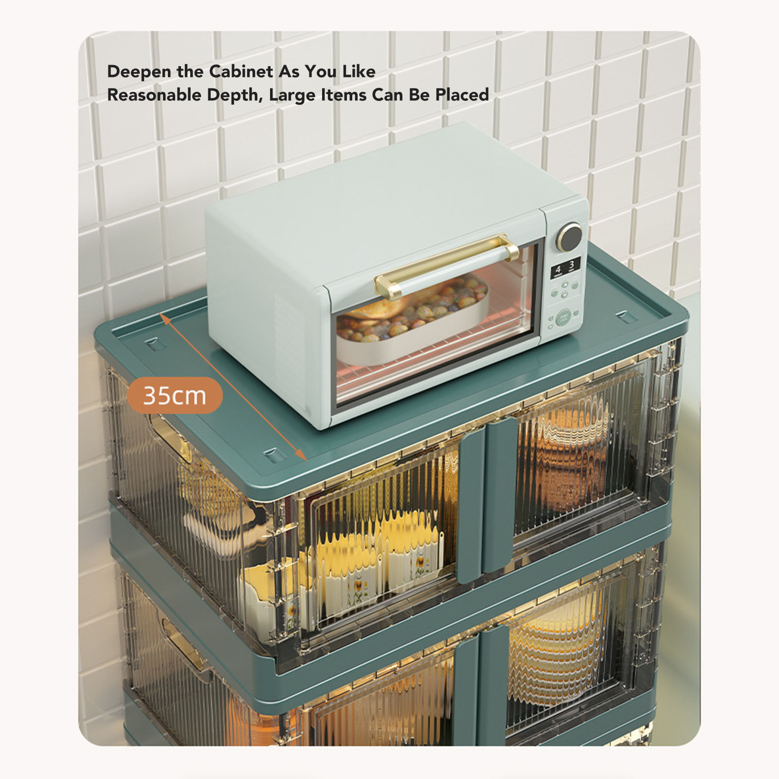 Storage Bins, 2 Opening Modes Folding Storage Cabinet for Kitchen. 