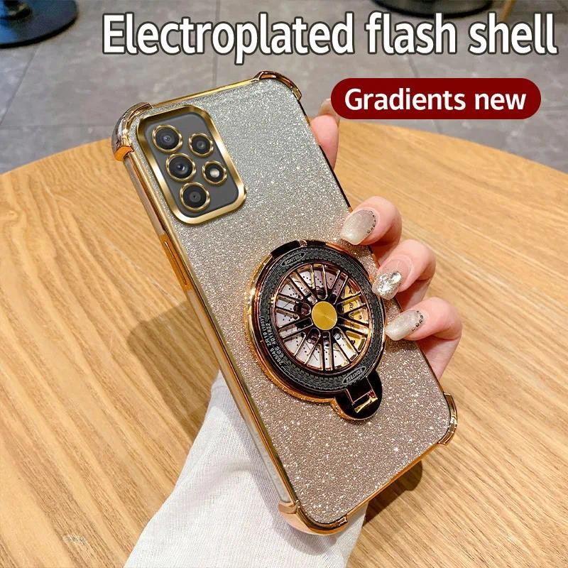 For Samsung Galaxy A23 5G Case Shockproof Electroplated TPU Rotating Gyro Stand Cover Phone Casing For SamsungA23 5G Back cover. 
