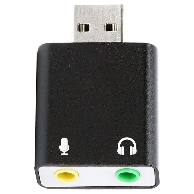 3.5mm TRS Microphone to USB 2.0 Stereo Audio External Sound Card Adapter for PC and USB Input to 3.5mm TRS Headphone