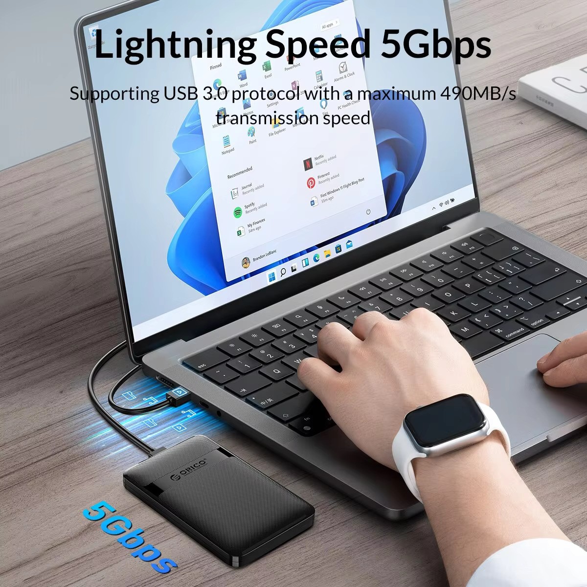 ORICO 2577U3/2577C3 HDD Case 2.5 Inch SATA to USB3.0/Type-C HDD Enclosure 6Gbps Max USB-C External SATA HDD Enclosure Support Auto-Sleep. 
