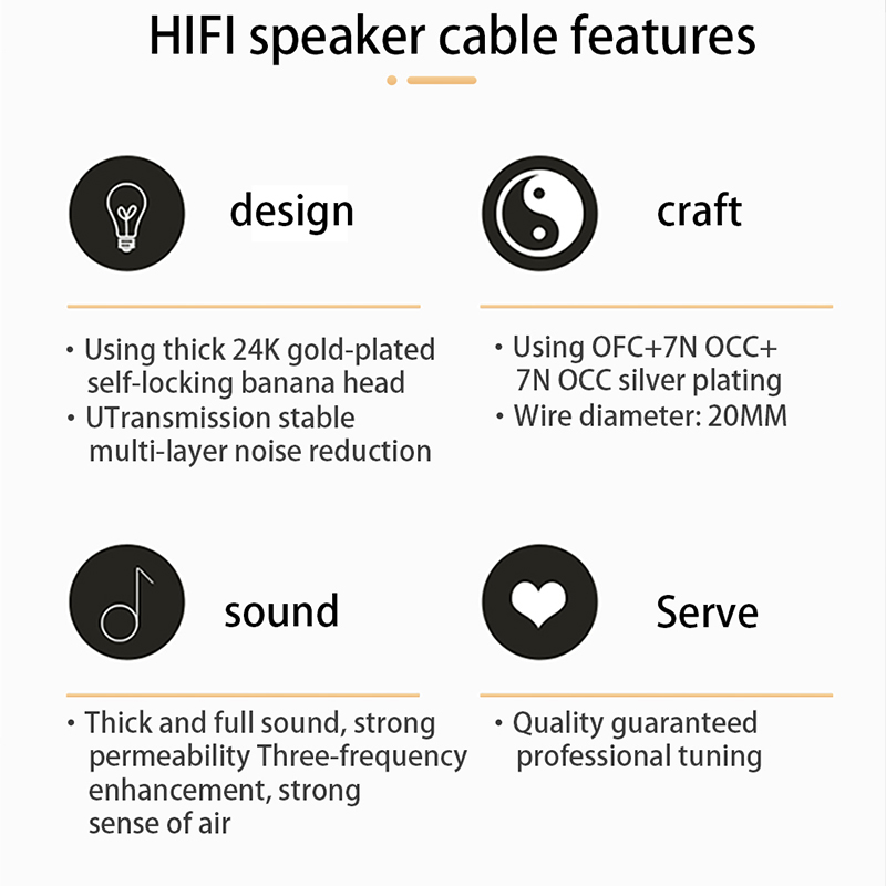 YYAUDIO High Quality Oxygen-Free Copper（OFC）Audio HiFi Speaker Cable HI-FI High-End Amplifier Speaker Cable Banana Spade Plug. 