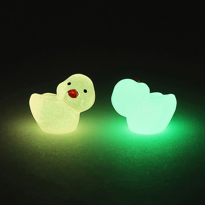 10Pcs Mini Luminous Resin Ducks Glow In The Dark Miniature Ornament Tiny Duck Mzea. 