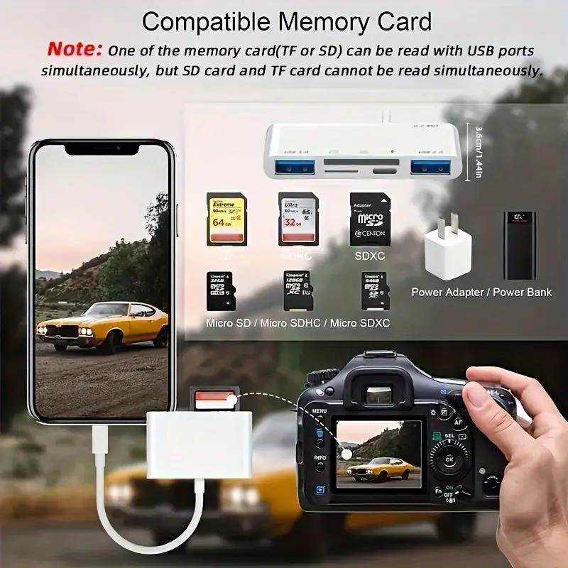 3 in1 SD Card Reader for iPhone Micro SD Card Reader Memory Card Reader Plug and Play Trail Camera SD Card Adapter. 