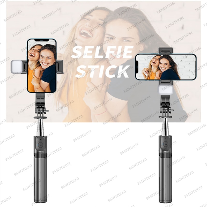 FANGTUOSI Bluetooth Selfie Stick Tripod With Wireless Remote Shutter Fill Light Phone holder Monopod For Smartphone Tiktok live. 