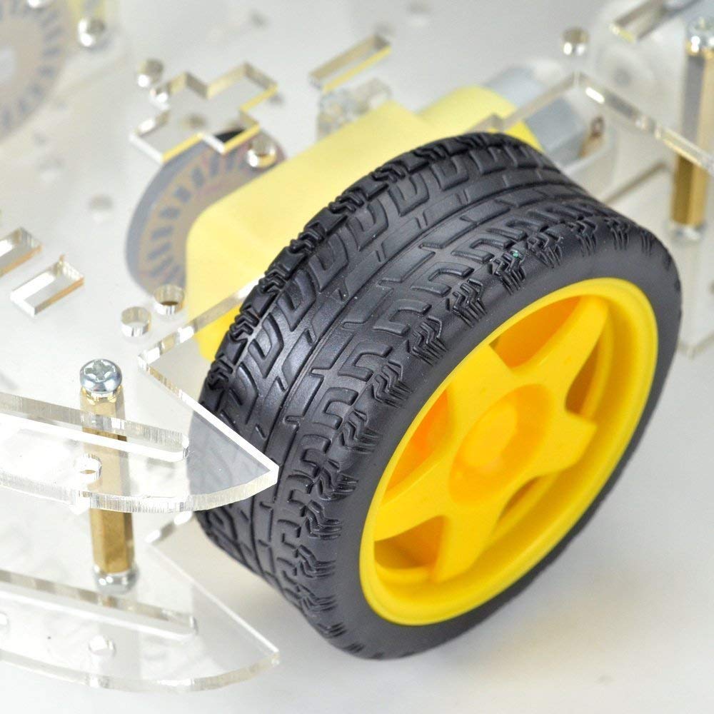 4WD Smart Robot Car Chassis 4WD Kit Multi-Functional 4WD Smart Robot Car Double Layer Acrylic Chassis Plate 26cm Kit Without Battery Holder For Arduinos Uno R3 Electronics Circuitry & Parts. 