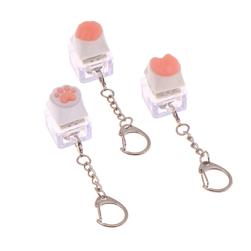Creative Pink Cat Claw Keycap LED Mechanical Keyboard Keychain Backpack Pendant Mystic. 