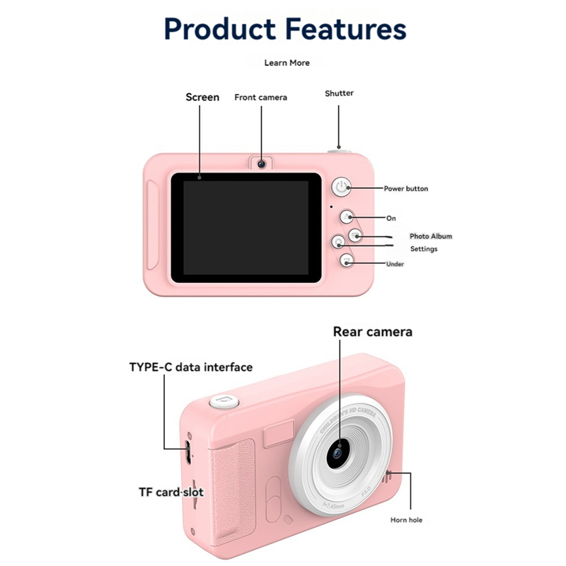4K Digital Camera High-Definition Photography CCD Travel Selfie Entry-Level Small Students Campus Selfie Camera Silvery. 