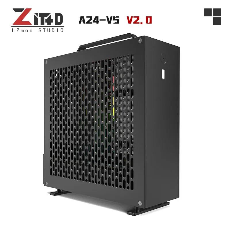 In Stock Lzmod Mini A24-V5 2.0 Dual Slot Single Display 1U Power Supply ITX Chassis Double-Sided Chamfering. 