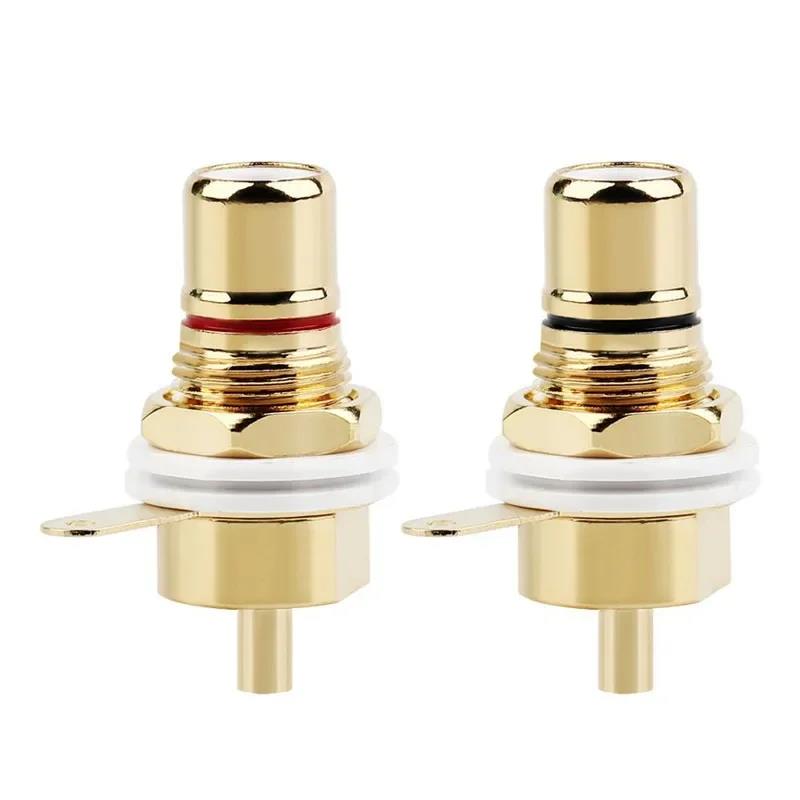 RCA Connector Female Socket Chassis Panel Mount CMC Connectors Audio Jack Red Black Cycle Nut AV Terminal Consumer Electronics. 