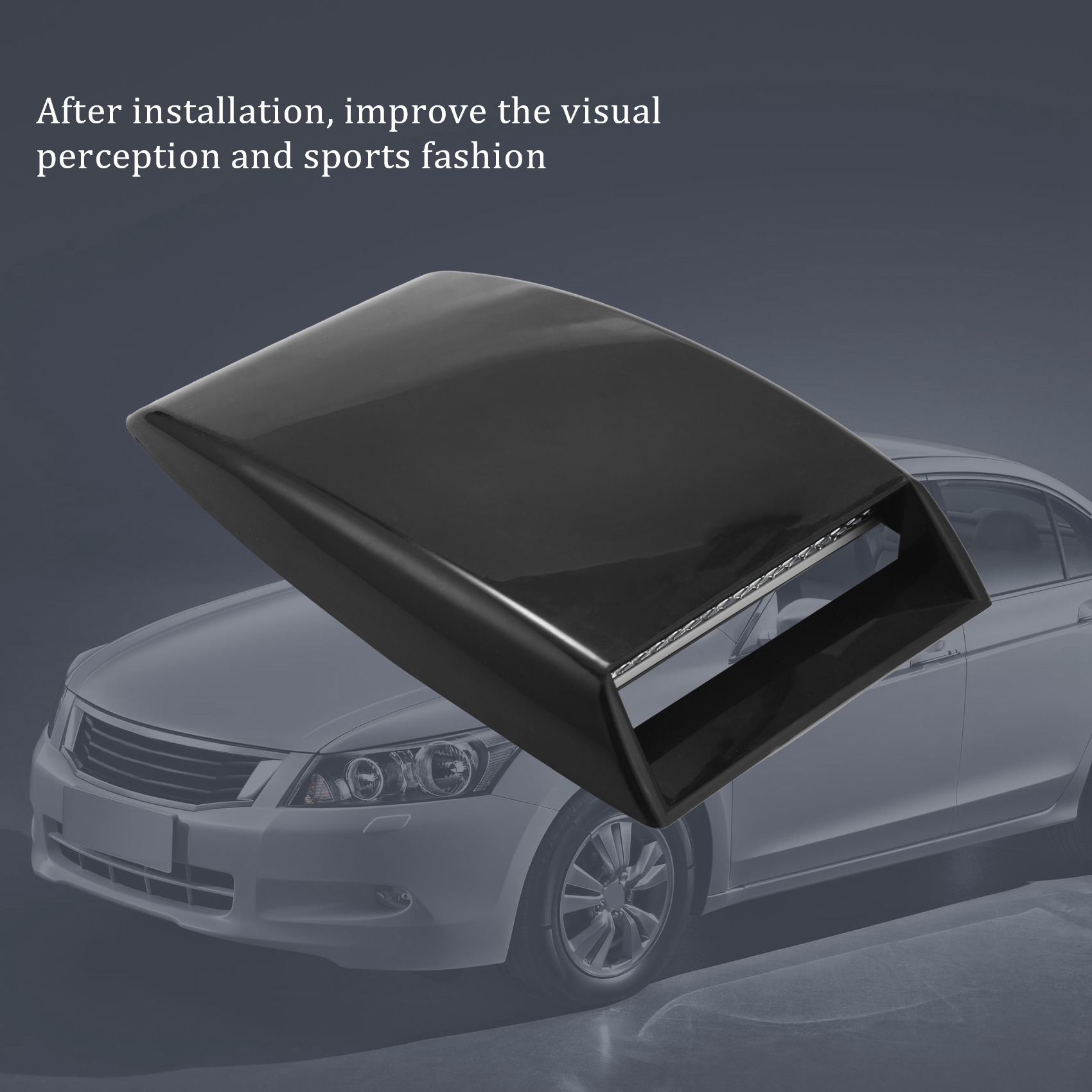 Car Hood Scoop Universal Air Flow Vent Black with Mesh