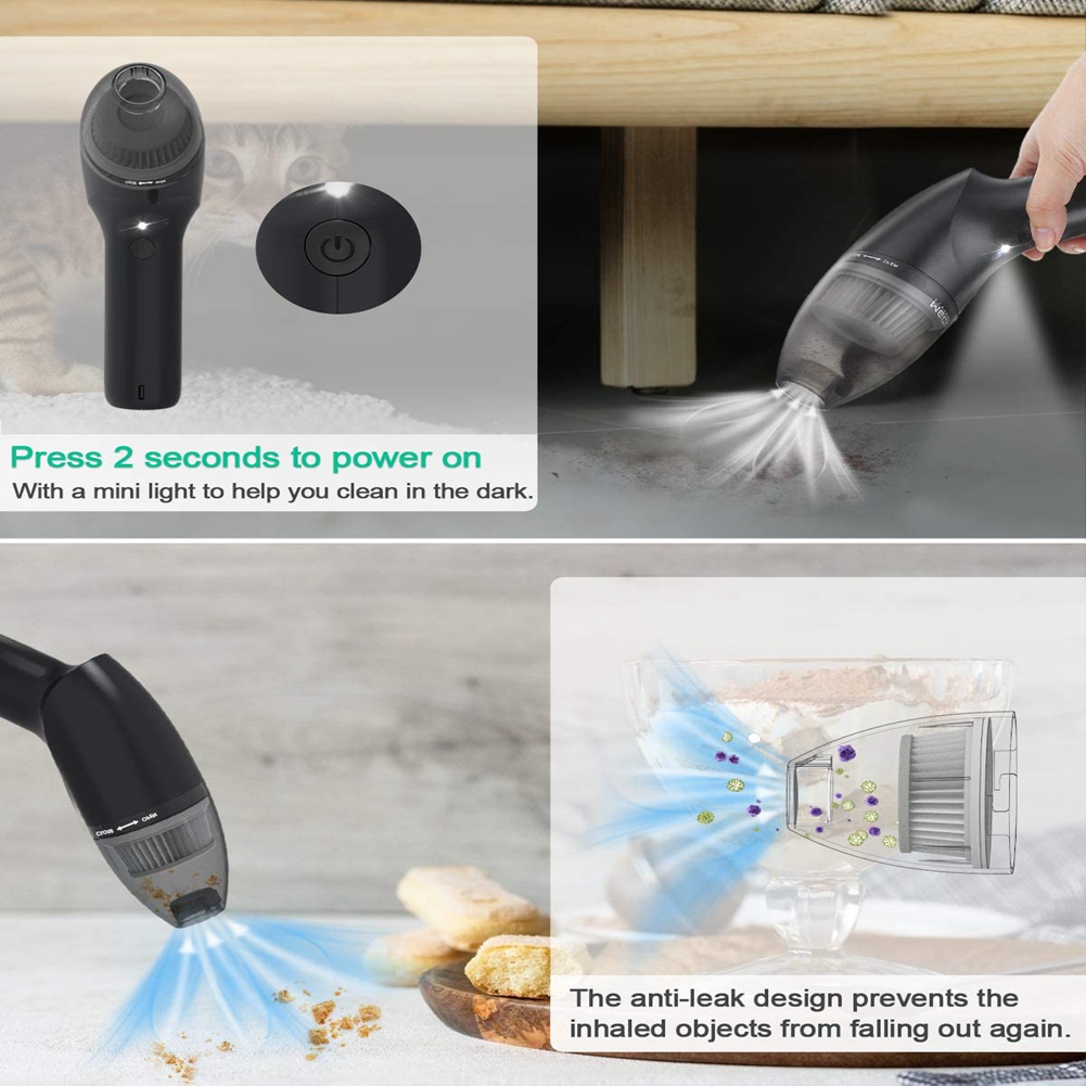 4KPa Keyboard Cleaner, Rechargeable Mini Vacuum Cleaner with LED Light,for Cleaning Dust,Hairs,Crumbs for Sofa,Computer. 