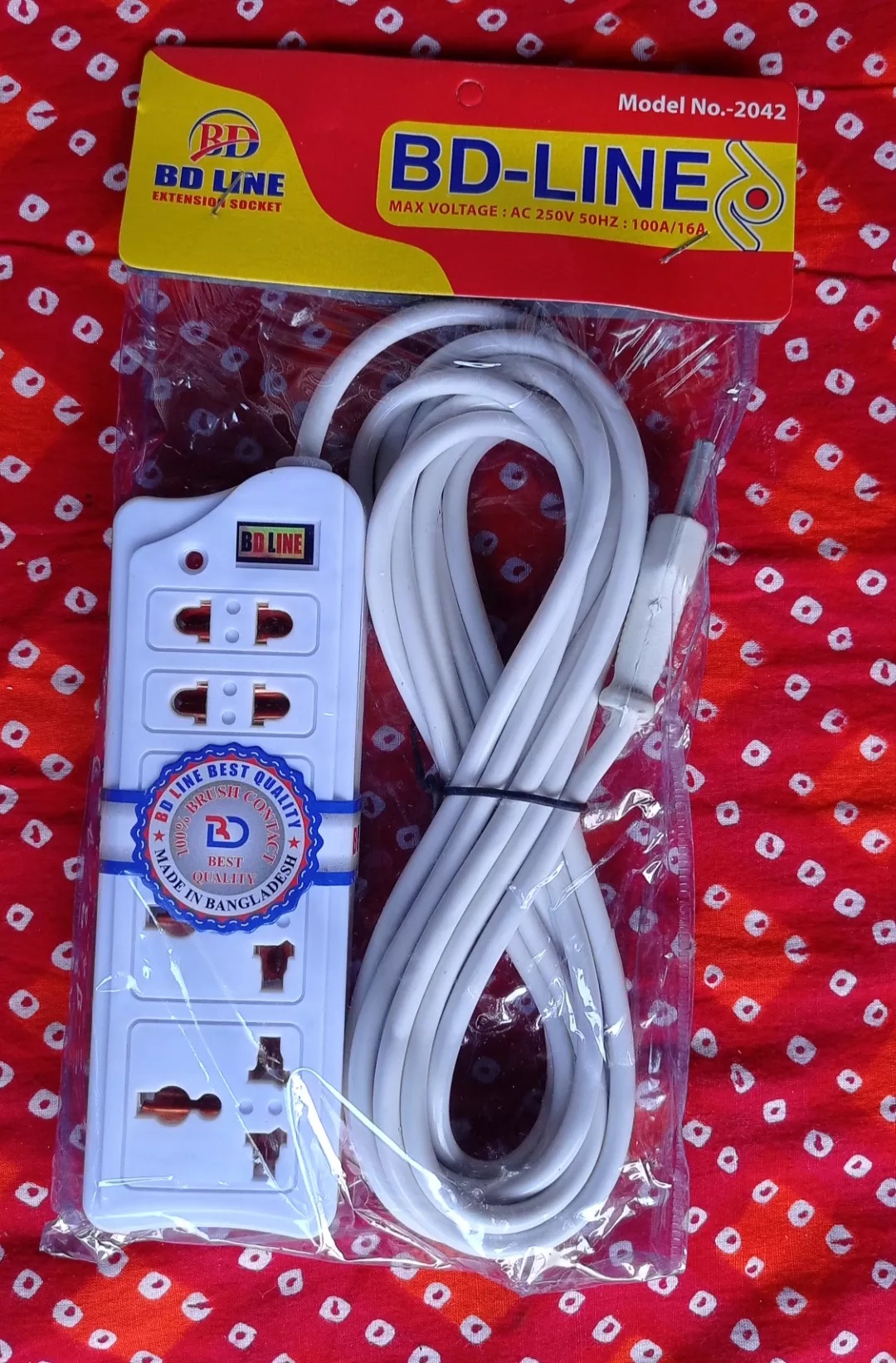 Multi Plug BD-LINE ML-2042 Multiplug 5 Port Extension Socket 10 Feet Cable. 