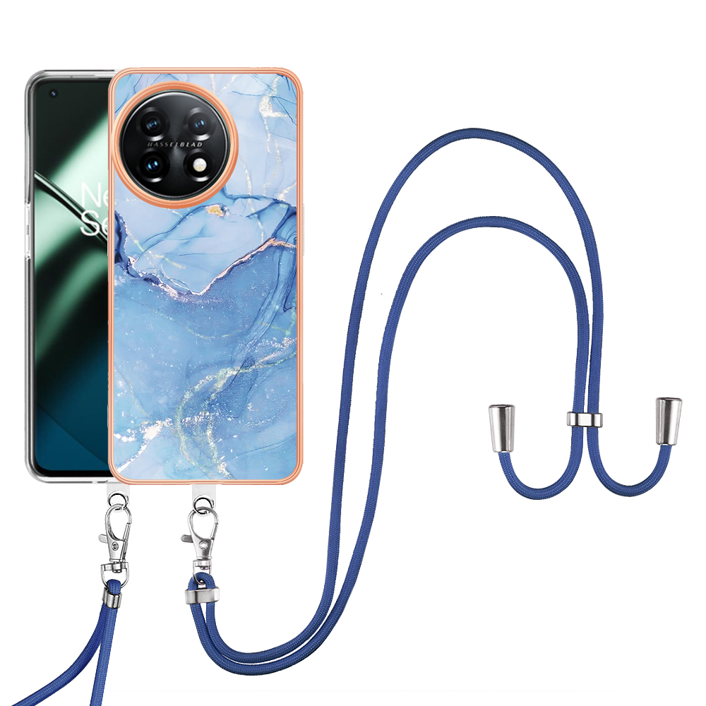 lthmy for OnePlus 11 Case Pattern Hybrid Bumper Crossbody Strap Lanyard Phone Case