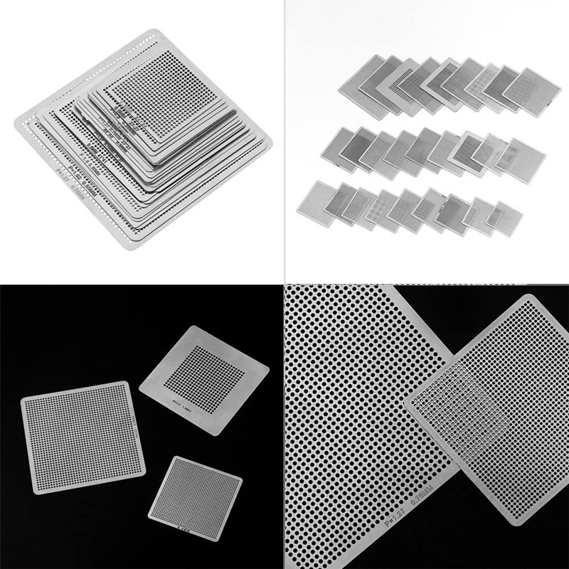 27Pcs Universal Direct BGA Heating Stencil Reballing Support Stencil Holder Template Heated Fixture for SMT SMD Chips. 