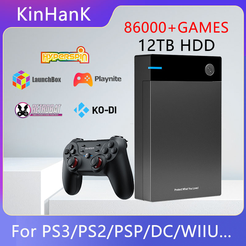 Super Console 12T Gaming HDD with Hyperspin Launchbox Retrobat Playnite TeknoParrot for PS3 PS2 PSP WII WIIU with 86000+ Games