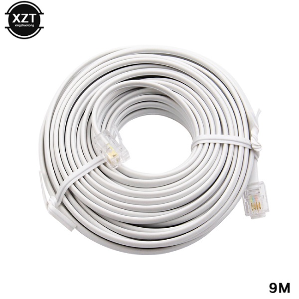 High Quality 30M/15M/12M/9M/6M/3M RJ11 6P4C Modular Phone Telephone Internet Extension Cable Connector