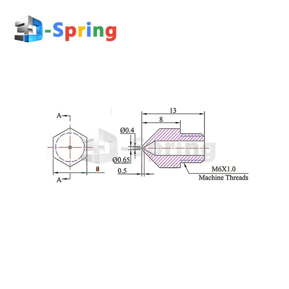 MK8 Nozzle Copper (NOT Brass) 0.2-2.0mm CR10 - for 3D Printer Creality Cr-10 Cr-10s Cr10s Ender 3 Hotend Extruder 1.75mm 3mm. 