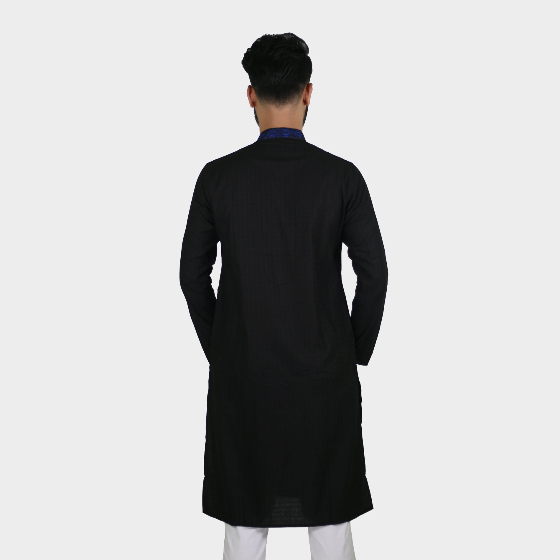 LeeWear men's embroidered design Punjabi kurta Imported Machine weave cotton fabrics Mandarin Collar Straight shape with regular style Short button placket Two side pockets Long regular sleeves PN21118. 
