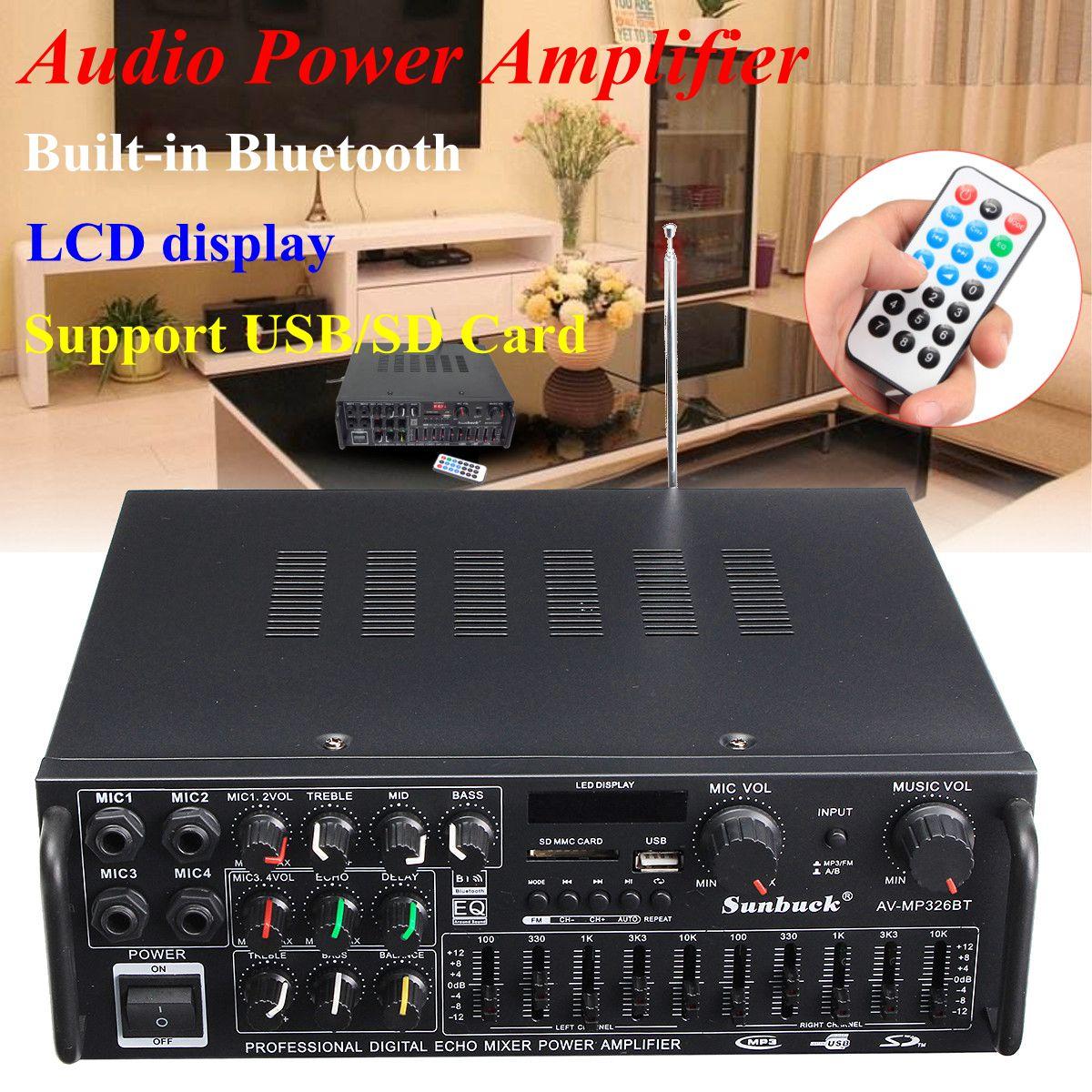 Sunbuck AV-MP326BT 2000W bluetooth Stereo Amplifier HIFI Tuner Remote Control USB SD Mic Input UK. 