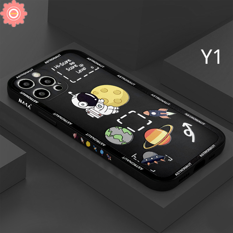 Astronaut NASA Casing for Samsung A12 A03s A13 A21s A52 A02s A70 A10s A50 A31 A11 A03 A51 A71 A20s A30s A50s M11 M12 A32 A72 A33 A53 A03 A23 A73 A23 A73 A04E A14 A04 A04S A22 M22 M32 F22 A22 A34 5G Cute Cartoon Spaceship Side with Pattern
