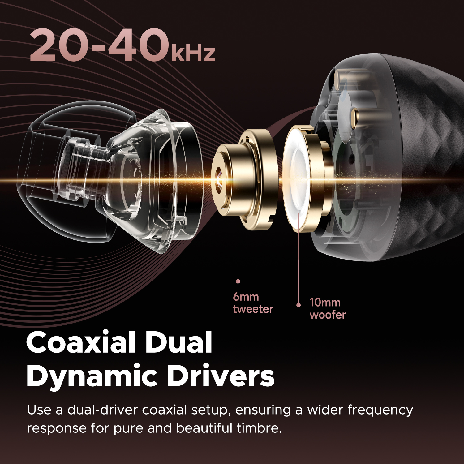 SoundPEATS Engine4 Hi-Res Bluetooth 5.3 Wireless Earbuds with LDAC, Coaxial Dual Dynamic Drivers for Stereo Sound, Total 43 Hrs. 