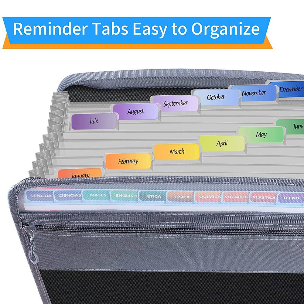 13 Pocket File Folder Storage Rack,with Zipper, for A4 Paper, G. 