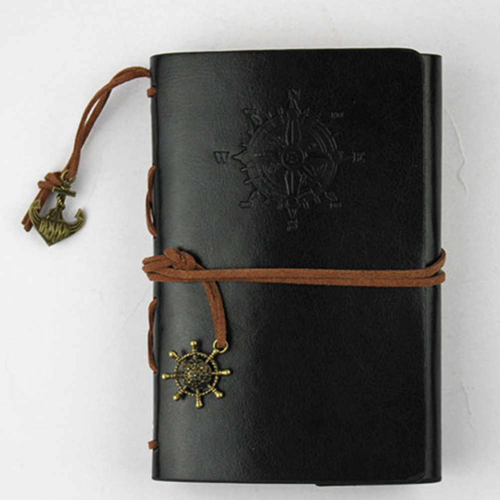 Retro Spiral Notebook Diary Notepad Vintage Pirate Anchors PU Leather