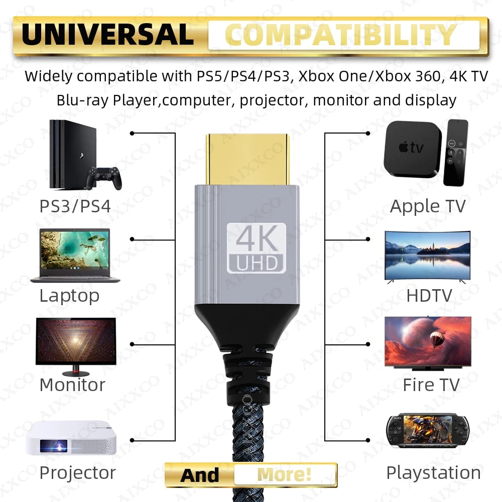 HDMI-Compatible Cable 2.0 Wire 4K 60Hz for Xiaomi Xbox PS5 PS4 Laptops HDMI-Compatible Splitter Digital Cable Cord 2m 3m 5m 10m. 