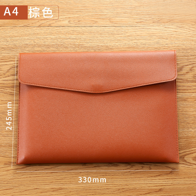 Large-capacity imitation leather file bag, business office A4 storage file bag, multi-functional leather folder bag. 
