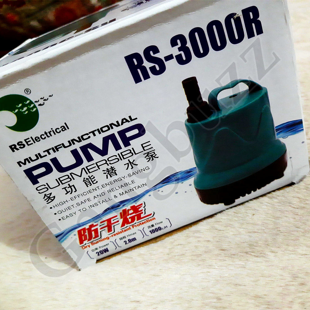 Multifunctional Water Pump - RS Electrical (RS-3000R) - Fully Submersible, Multifunctional Bottom Suction Water Pump | 20 Watt, 2 Meter Max Height, & 1000 L/H Flow Rate |. 