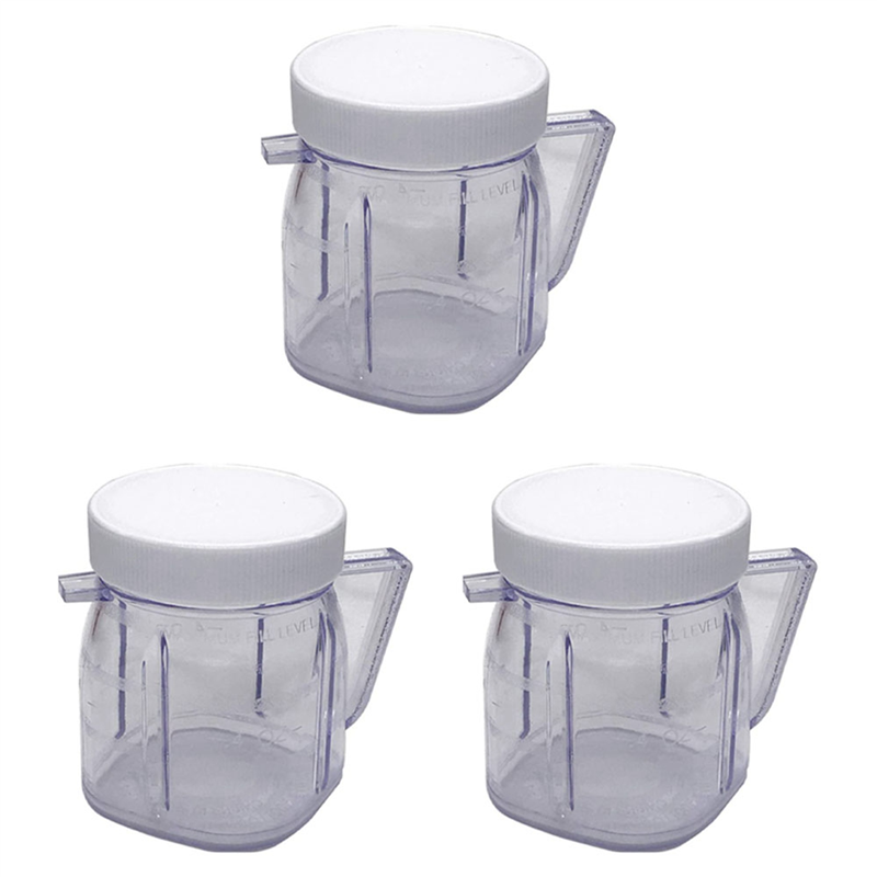 for Oster Blender Replacement Parts, 4937 Mini Osterizer Blender Jar Accessory, Cup Mini Plastic Jars with Lids (3 Pack)