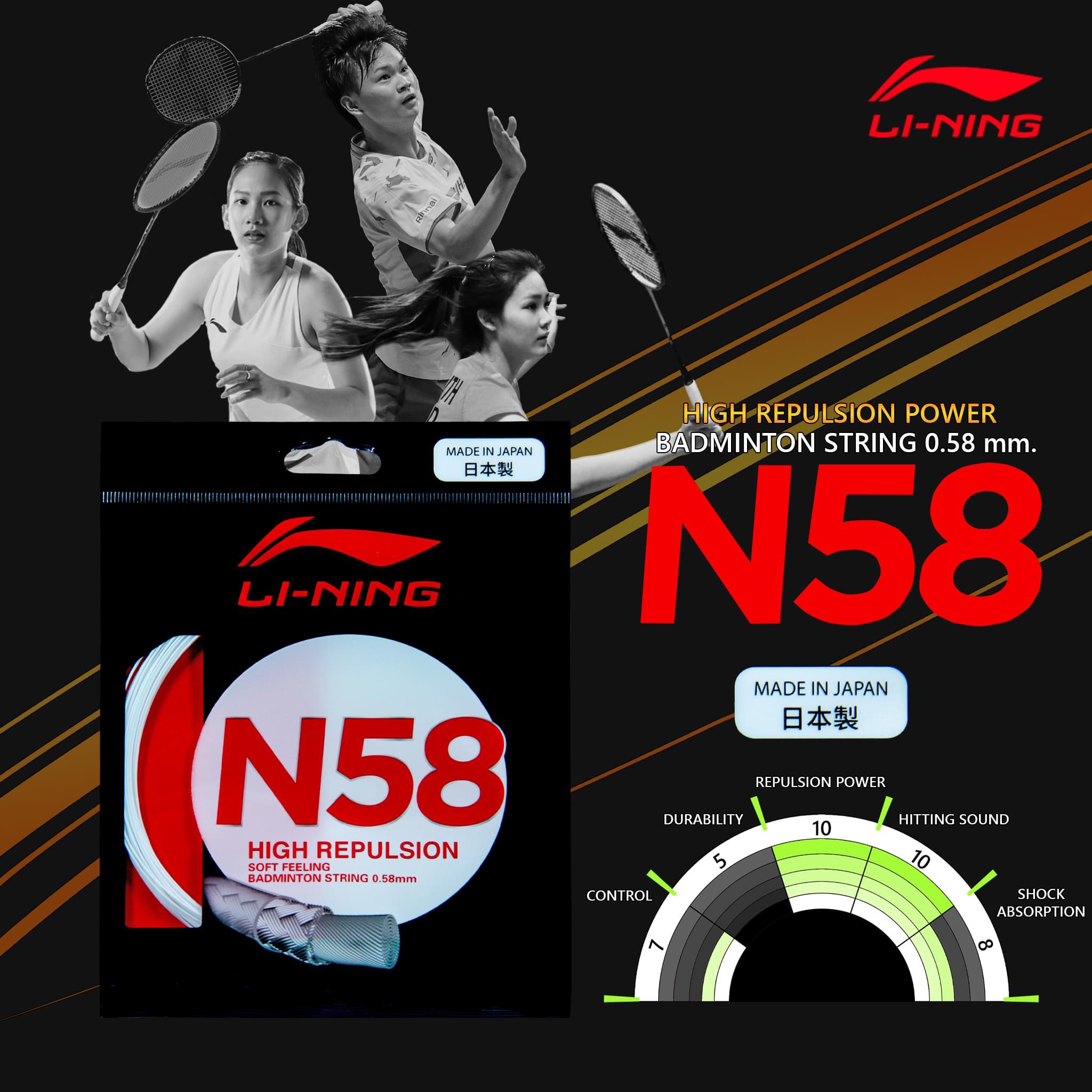 Li-Ning N58 Professional Badminton Racquet String (High Repulsion)