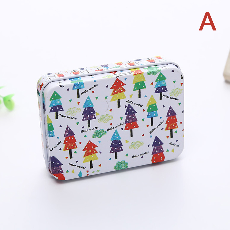 Mini Tin Box With Lid Portable Rectangular Small Storage Container Candy Cases