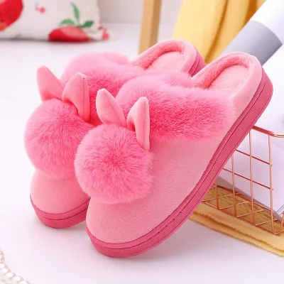 Mens Womens Slippers Winter Warm Women Slippers House Girl Cute Bunny Love  Cushion Slides Bedroom Ladies Cotton Female Plush Shoes 43-44 Skyblue :  : Fashion